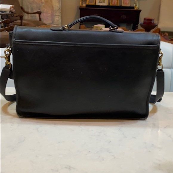 Coach Navy Leather Briefcase Satchel with Strap - Picture 2 of 7